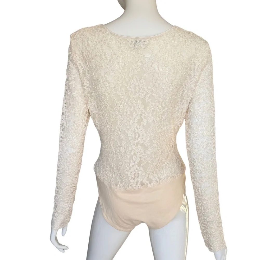Ann Taylor (Original Ann Taylor) Ivory Lace Bodysuit Size Large